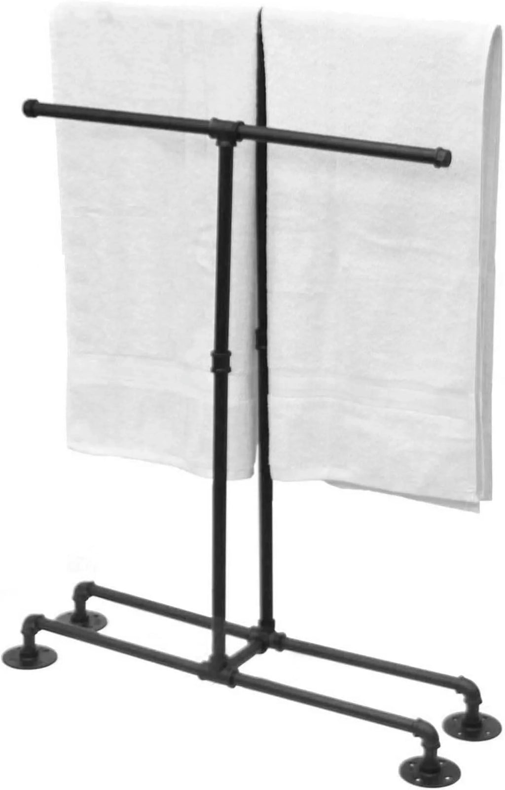 Bathroom Towel Rack, Wall Mounted Industrial Pipe Organizer Holder, Bath Hand Towel Washclothese Storage Holder, RV Camper Organizer Shelf (Black, Standing 40")