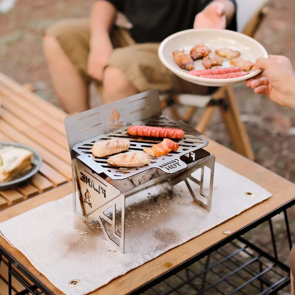 Nebublu Stainless Steel Furnace, Portable Camping Stove for Picnic BBQ Cooking