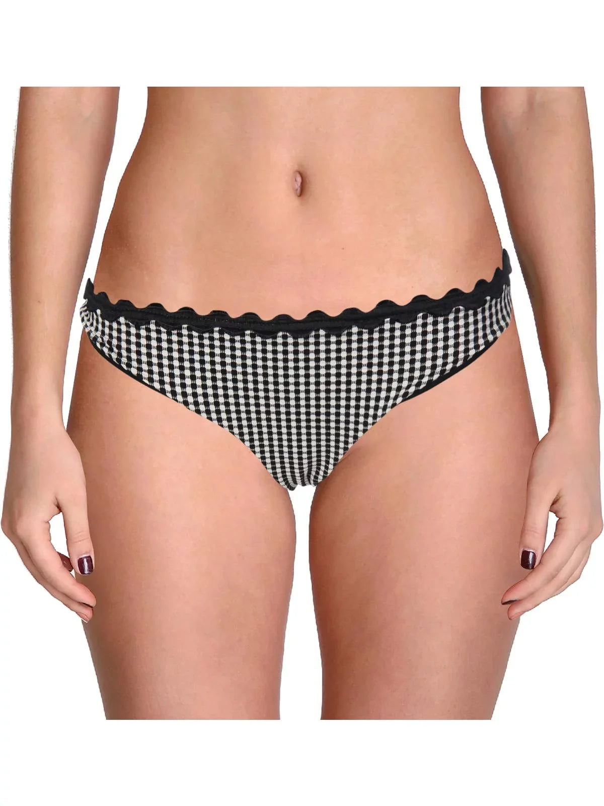 Shoshanna Womens Contrast Trim Hipster Swim Bottom Separates B/W XL