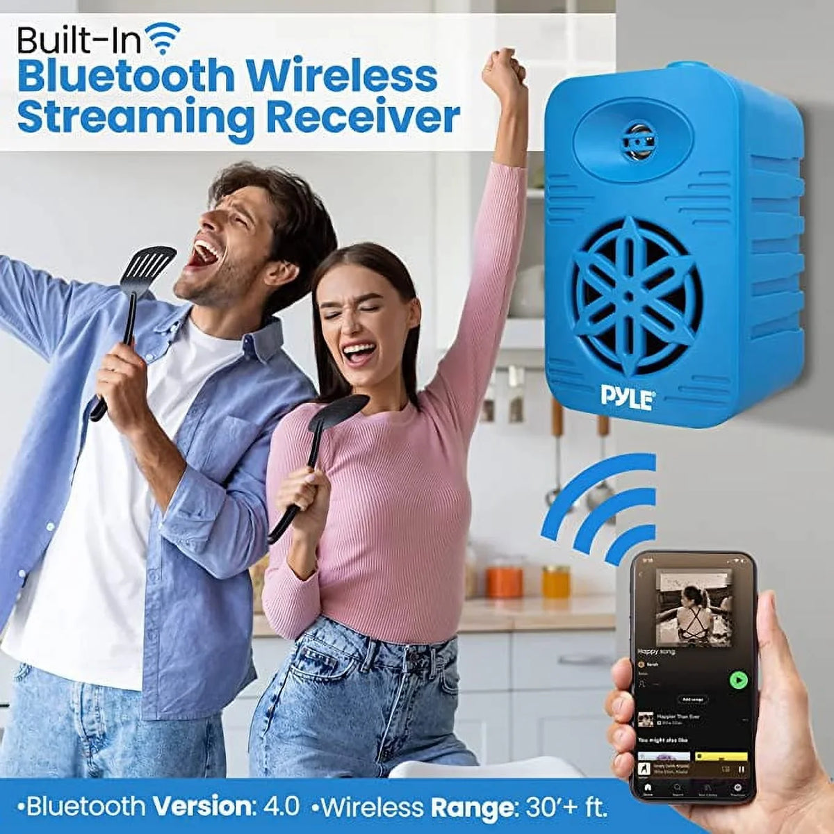 PyleUsa Bluetooth Indoor Outdoor Speakers Pair-500 Watt Dual Waterproof 5.25” 2-Way Full Range Speaker System w/ 1/2” High Compliance Polymer Tweeter-Home, Watercraft Marine,Deck,Patio,Poolside PDWRBT56BL