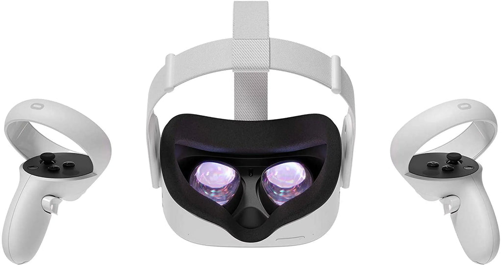 Meta Oculus Quest 2 All-In-One VR Headset, Touch Controllers, 256GB SSD, 1832x1920 up to 90 Hz Refresh Rate LCD, 3D Audio, Mytrix Head Strap, Carrying Case, Earphone, Futuristic Space Purple Stickers
