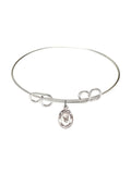 8 inch Round Double Loop Bangle Bracelet w/ St. Peter Claver in Sterling Silver
