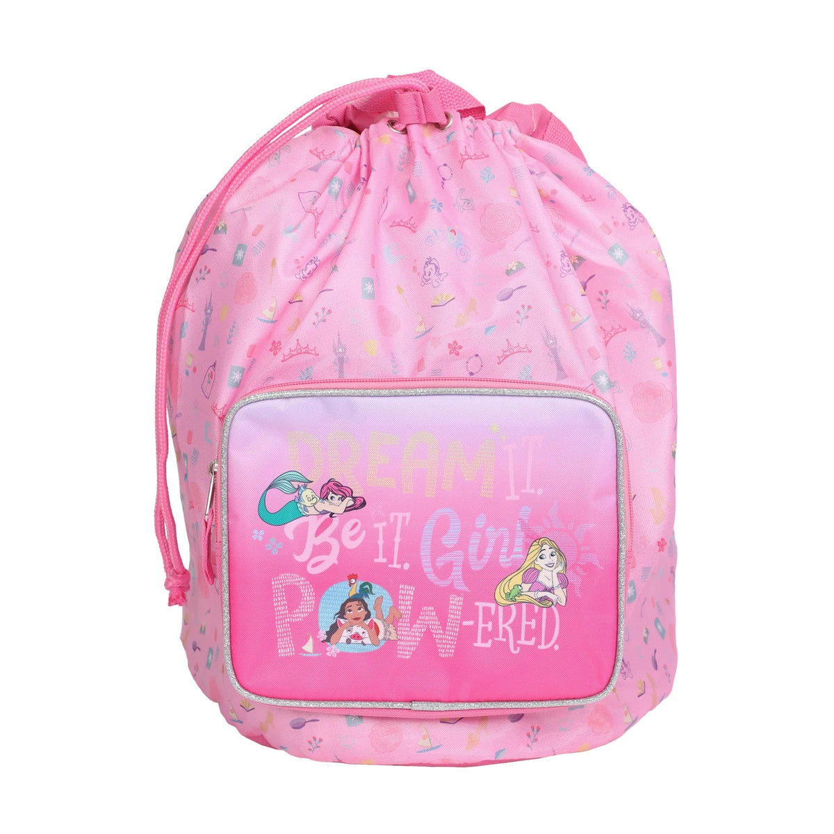 Disney Princesses 5-Piece Pink Youth Kids Girls Duffle Bag Set