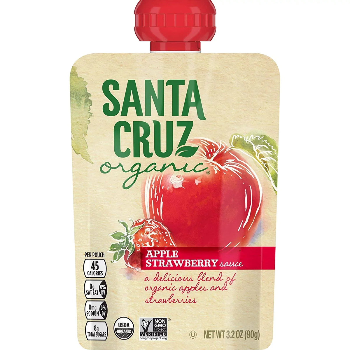 Santa Cruz Organic® Apple Sauce Apple Strawberry -- 4 Pouches Pack of 2
