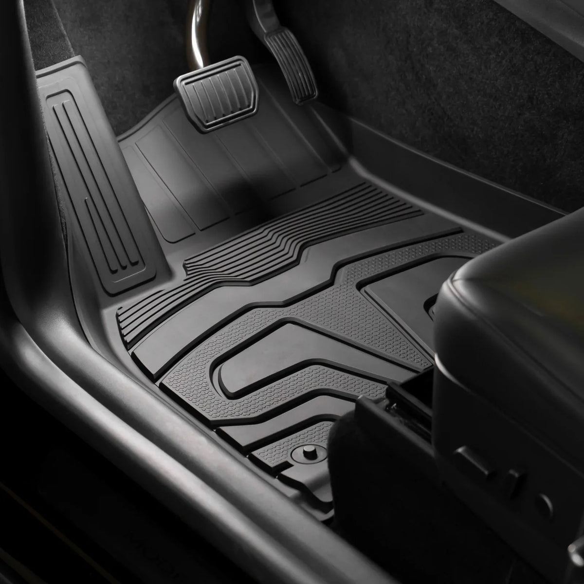 Ikon Motorsports 3D TPE Floor Mats + Trunk Mat Suitable with 2020-2023 Tesla Model Y, All Climate Floor Liners, Front & 2nd Row Full Set Custom Protection Heavy Duty Rear Tray Cargo Mats, Black