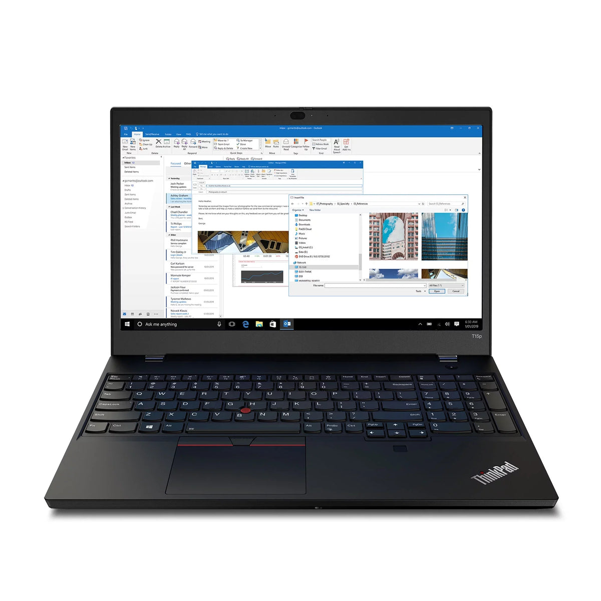 Lenovo ThinkPad T15p Laptop, 15.6" FHD IPS 250 nits, i5-10300H, UHD Graphics, 8GB, 256GB SSD
