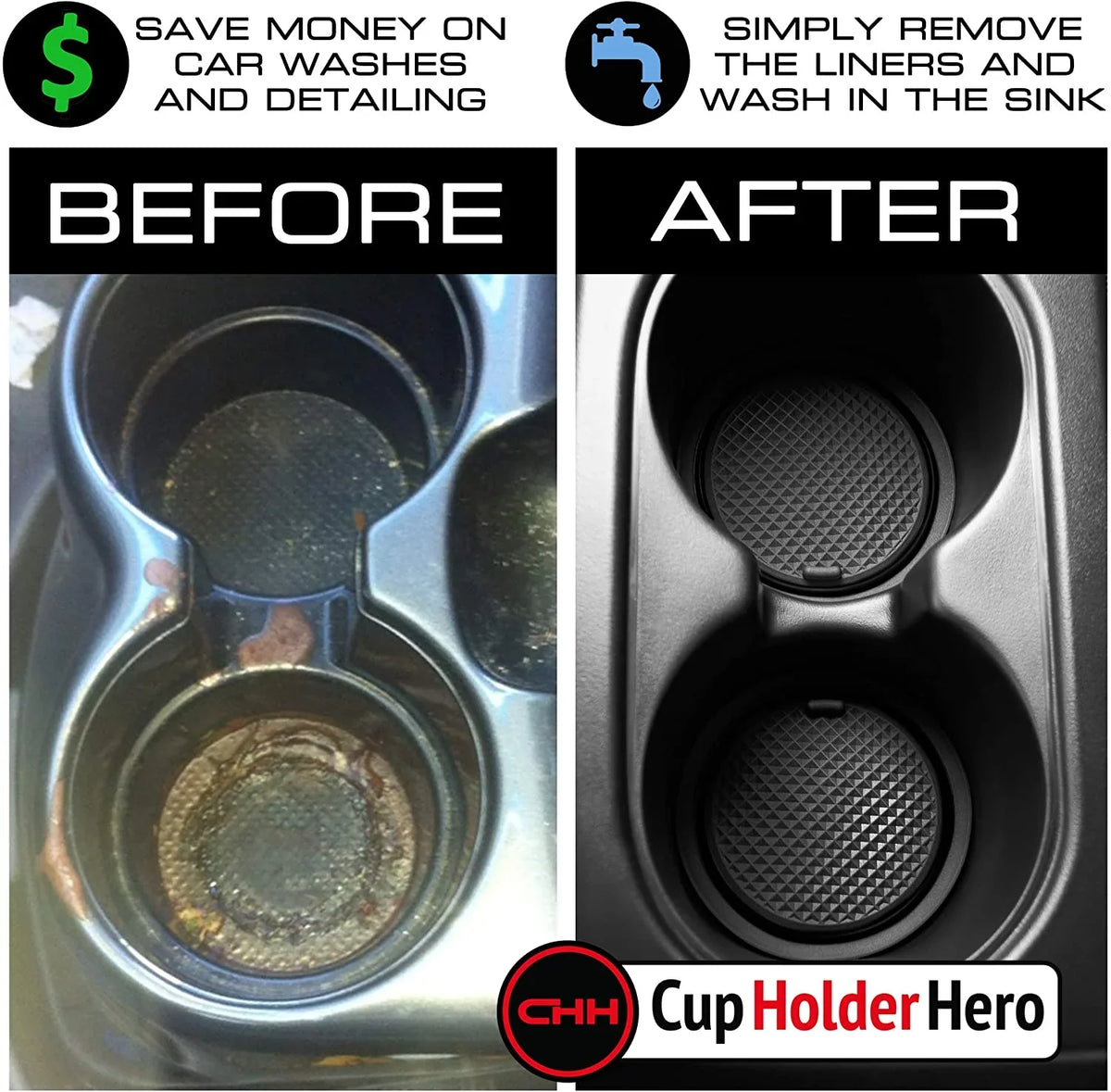 CupHolderHero for Subaru Forester Accessories 2014-2018 Premium Custom Interior Non-Slip Anti Dust Cup Holder Inserts, Center Console Liner Mats, Door Pocket Liners 17-pc Set (Solid Black)