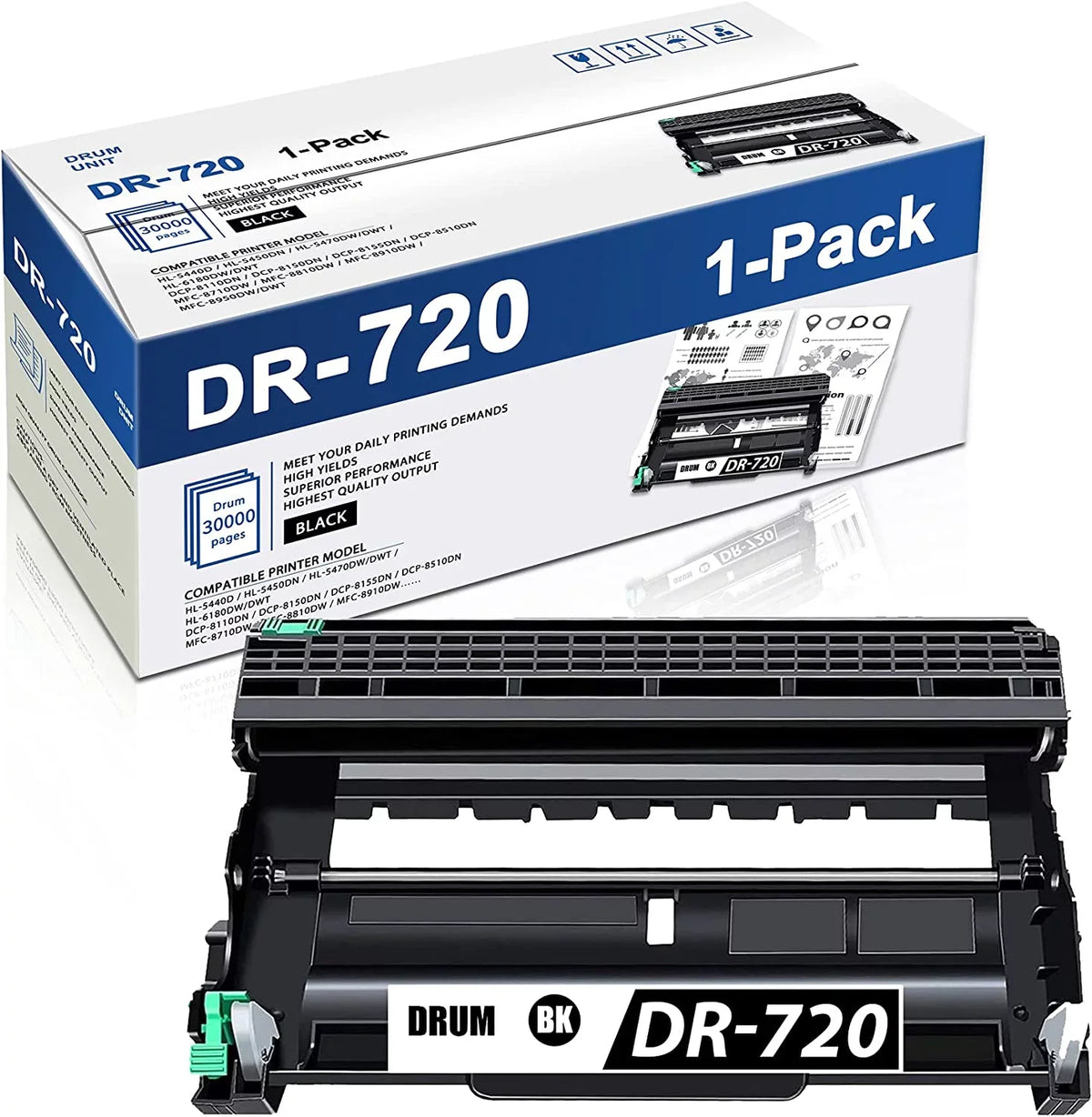 DR720 1 PackBlack Fitting DR720 Drum Unit Toner Not Included Replacement for Brother hl5450DN 5470DWDWT DCP8110DN 8150DN MFC8710DW 8810DW 8910DW Printer Drum Unit