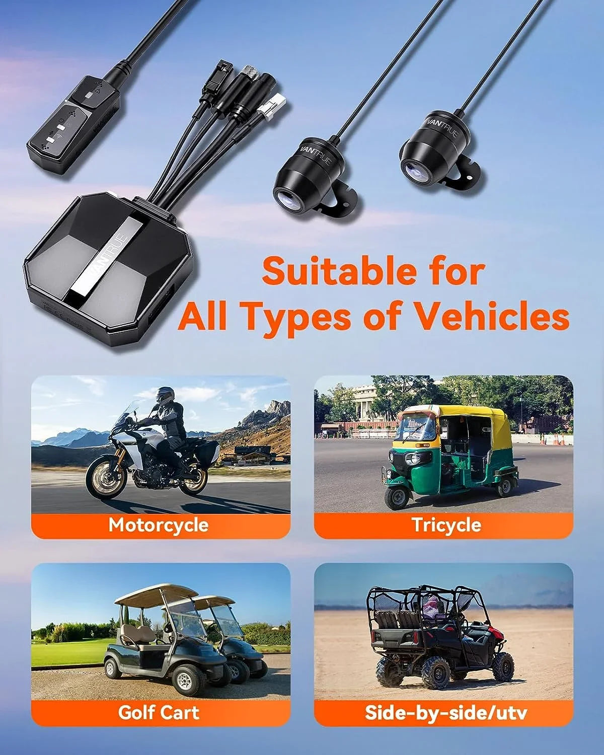 Vantrue F1 Motorcycle 4K Dashcam (4K + 1080P) GPS | WiFi | Parking Mode (No SD Card)