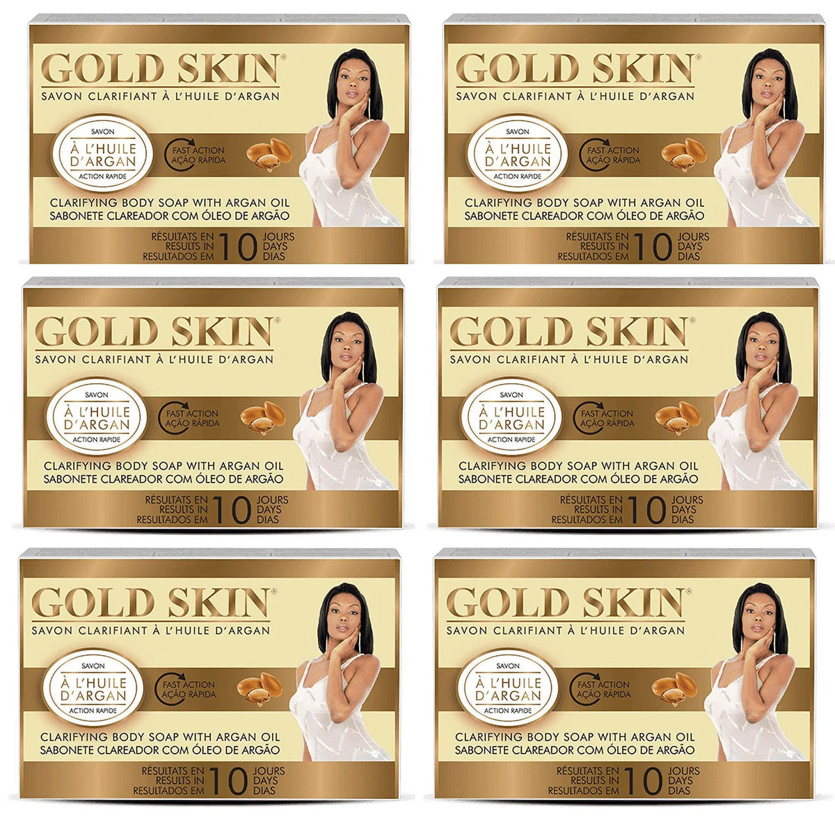 Gold Skin Clarifying Body Soap with Argan Oil Lot of 6