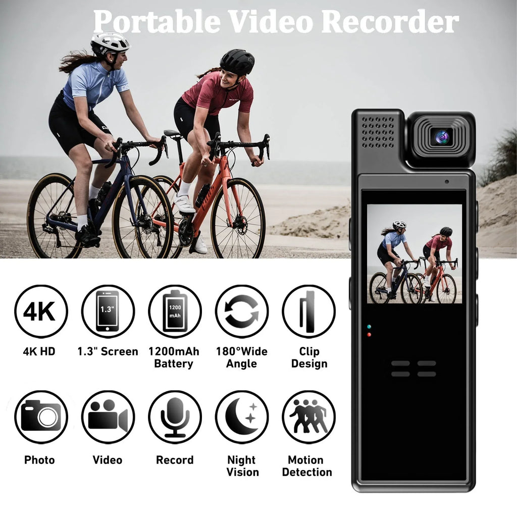 GoolRC Body Camera with Audio and Video Recording, 180°Lens Rotatable, 6 Hour Battery Life, WiFi, 1.3in TFT Screen, Night Vision Document Your Day