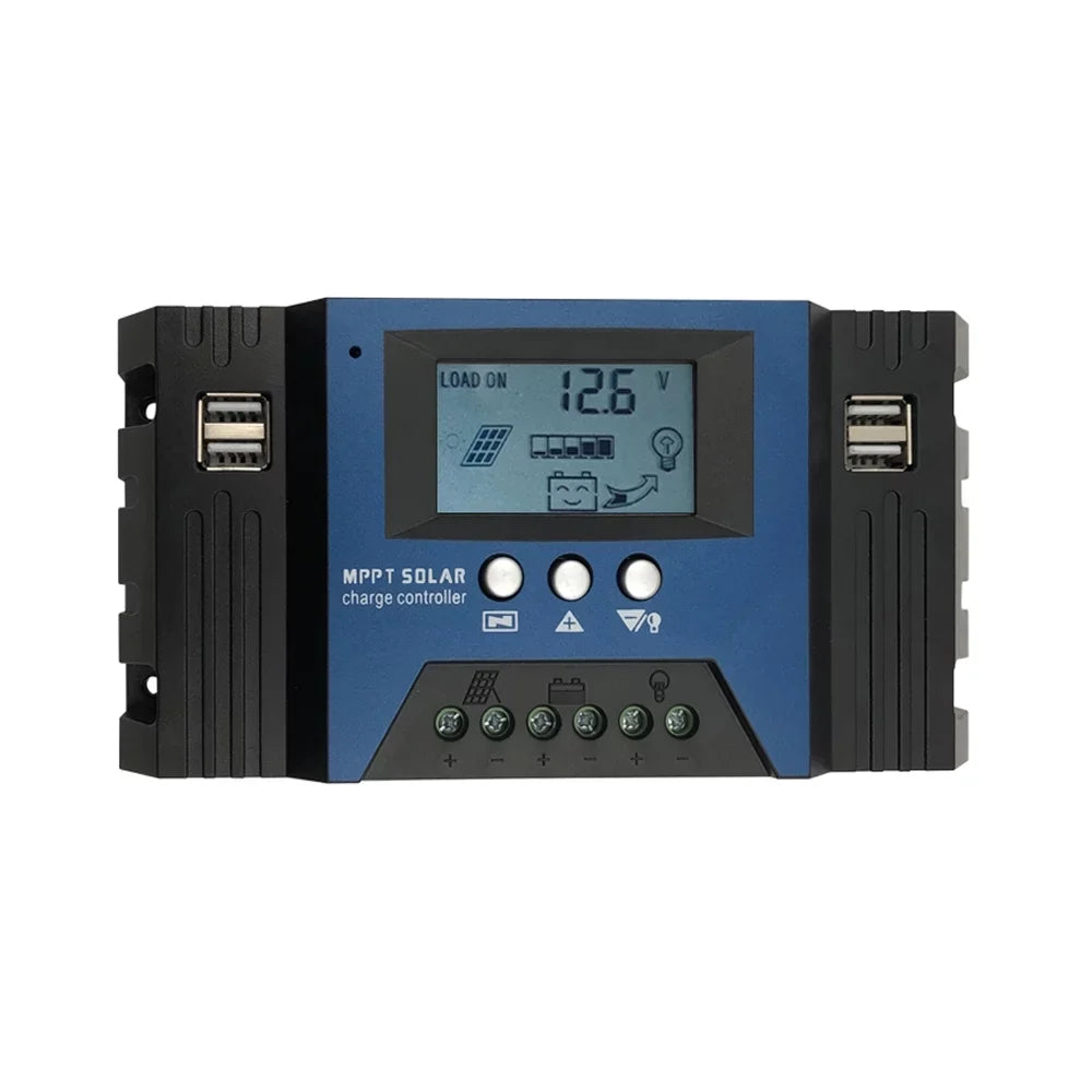 Vistreck 30A Solar Charge Controller 12/24V Auto Focus Solar Panel Controller Battery ligent Regulator with 4 USB Output Adjustable Parameter LCD Display Timer Setting