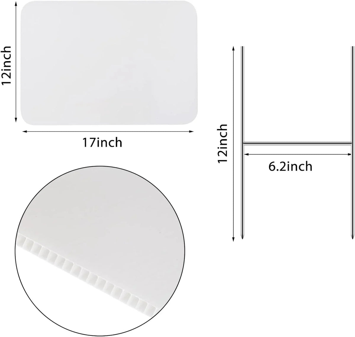 Thten 4 Pack Large Blank Yard Signs with Stakes, 17 x 12 Inches White Garden Lawn Signs Garage Sale Sign for Happy Birthday, Rent,Party Yard Decorations, Garage Sale, Guidepost, Open House