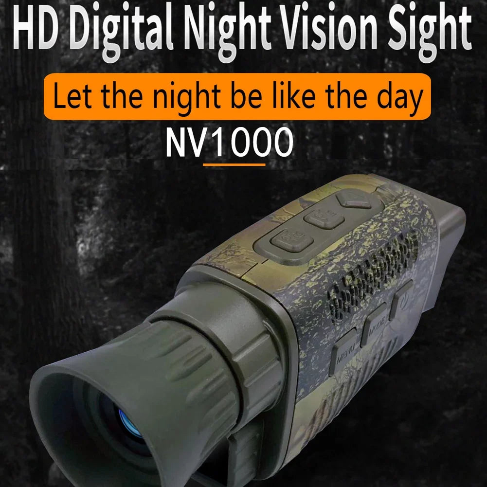 Carevas NV1000 Outdoor Night Vision Device, Infrared Optical Night Vision Monocular Device 9 Languages 5X Digital Zoom Photo Video Playback 200M Full Dark Viewing Distance for Outdoor Hunt Craft