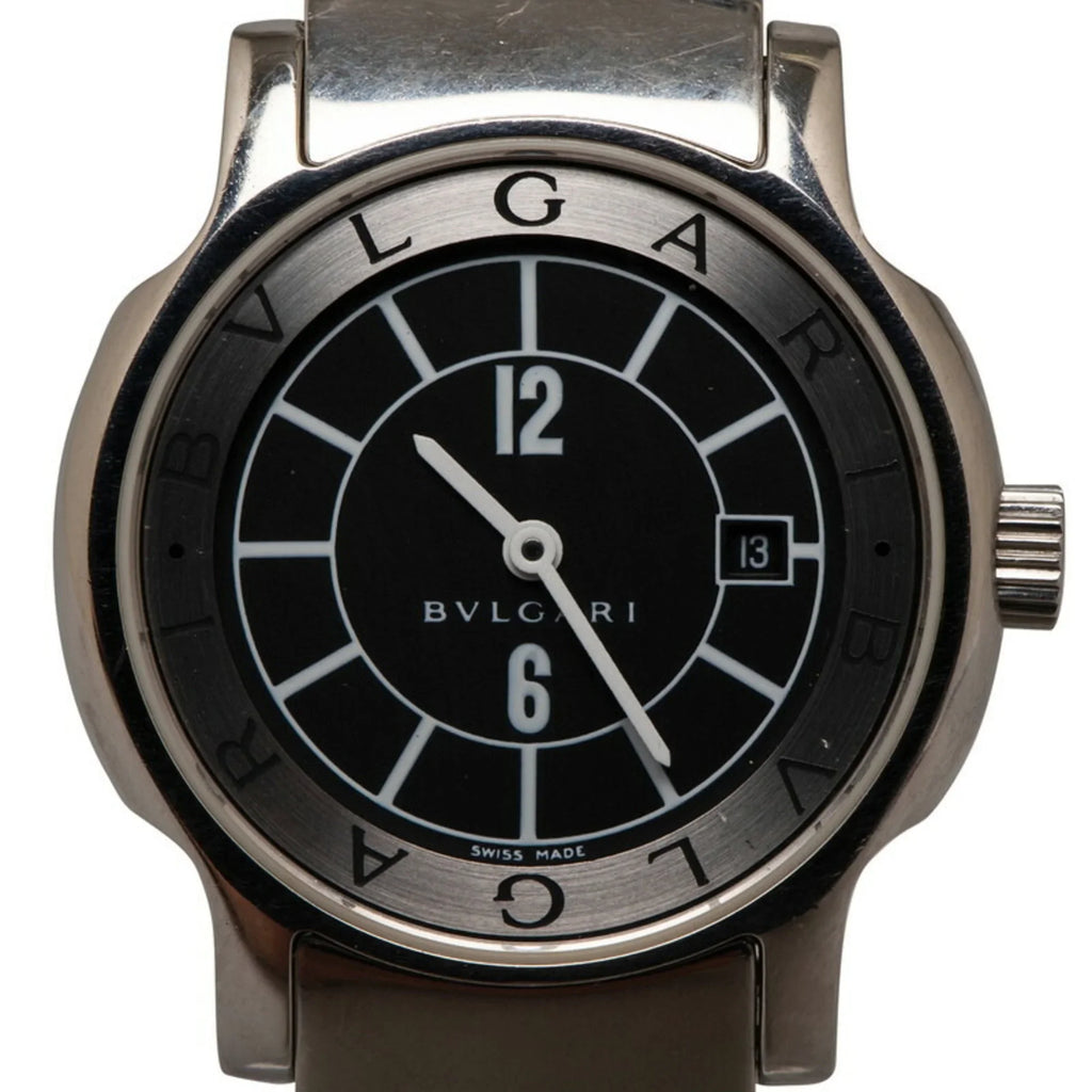 Pre-Owned Bvlgari Solo Tempo Watch ST29S Quartz Black Dial Stainless Steel Ladies BVLGARI (Good)