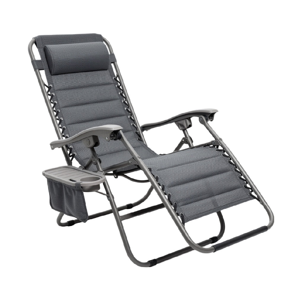 Adjustable Folding Lounge Chair with Headrest and Side Table