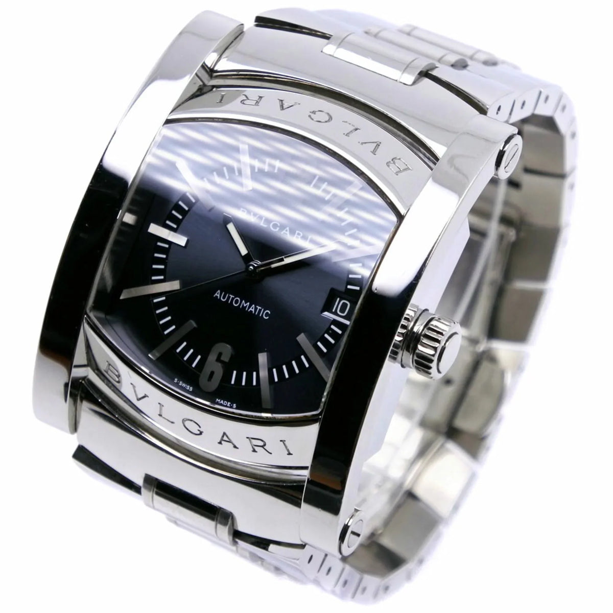 Pre-Owned Bvlgari Ashoma Watch AA48S Stainless Steel Silver Automatic Men's Navy Dial (Good)