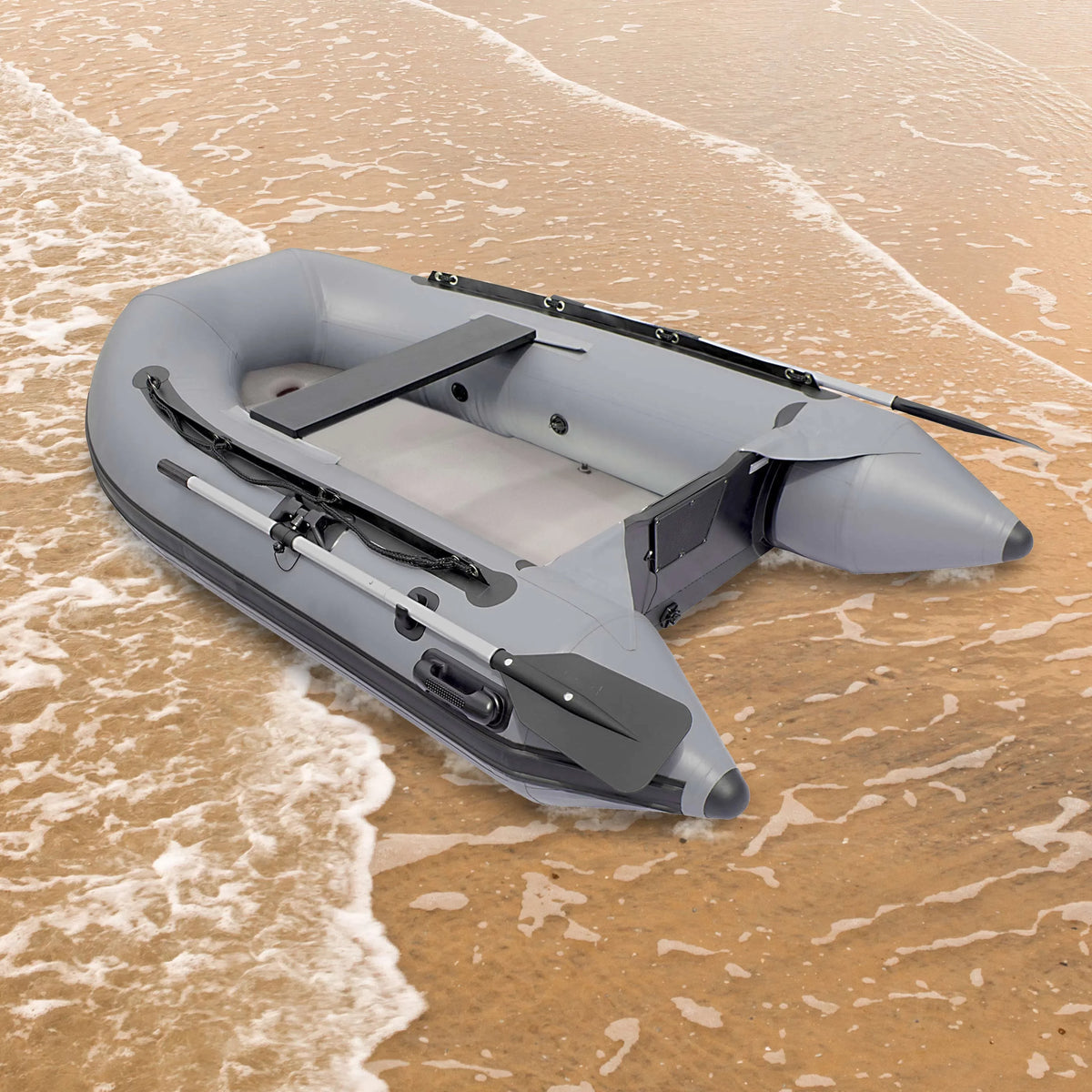 ALEKO Inflatable Air Floor Fishing Watercraft - 8.4 Foot - Gray