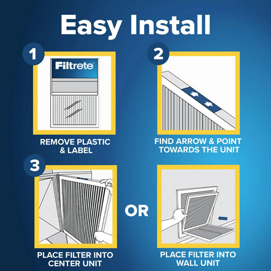 Filtrete 14x14x1 Air Filter, MPR 1500 MERV 12, Advanced Allergen Reduction, 4 Filters