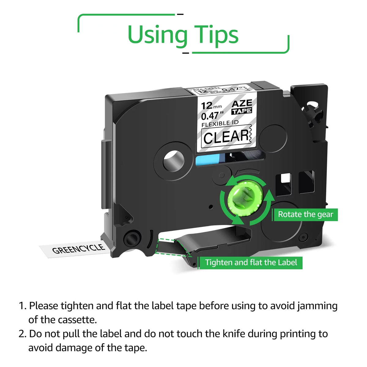 GREENCYCLE 5PK Matching for Brother P-touch 12mm x 8m Black on Clear TZ TZe TZe-FX131 TZ-FX131 TZe-131 TZ-131 Flexible ID Cable Wire Label Tape