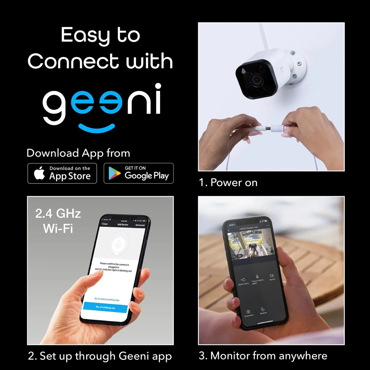 Geeni Hawk 3 1080p HD Smart WiFi Security Camera, Outdoor IP66 Environment 2-Pack (Supports Only 2.4GHz Wi-Fi)