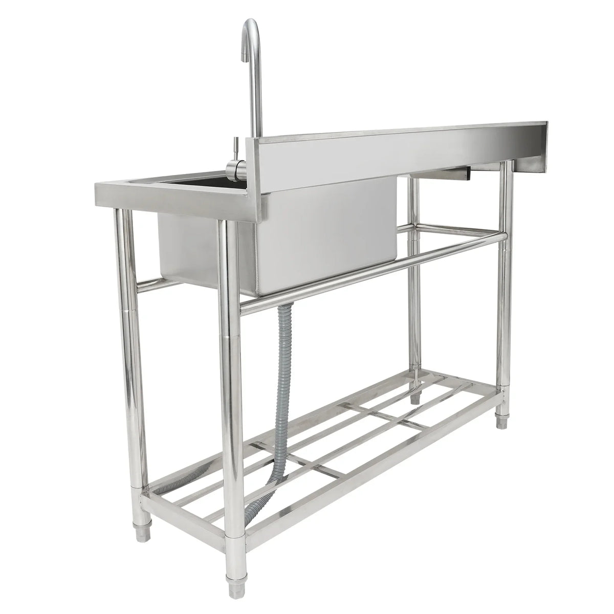 BENTISM Commercial Utility & Prep Sink Single Bowl w/Workbench 47.2x19.7x37.4 in