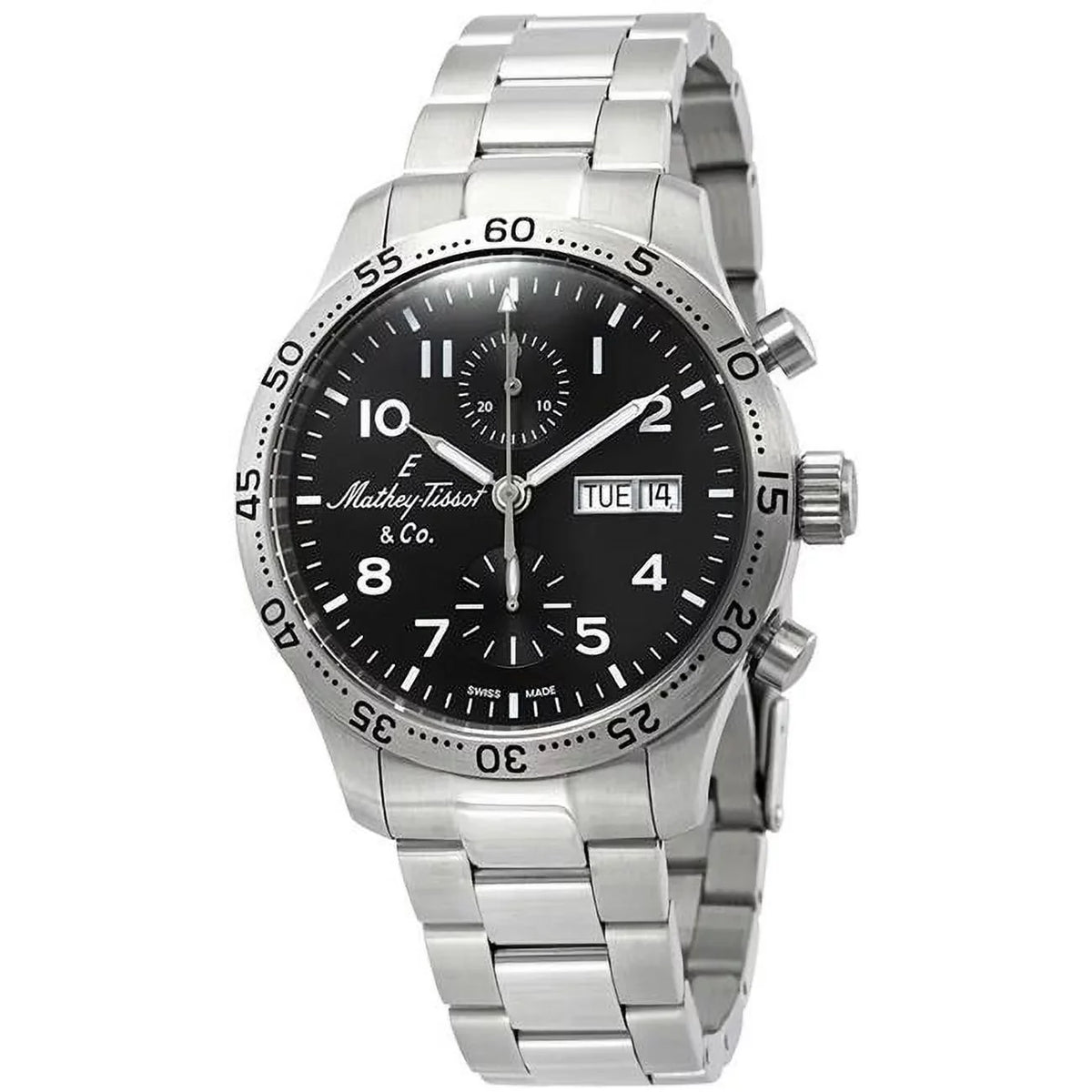 Mathey-Tissot Type 21 Chrono Automatic Chronograph Black Dial Men's Watch H1821CHATNG