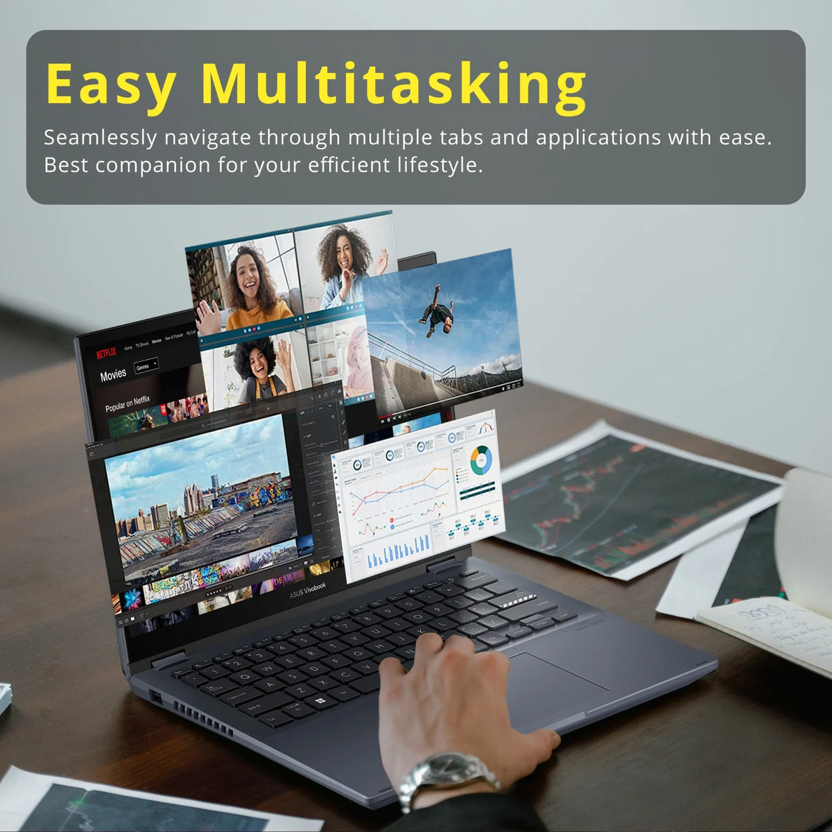 ASUS Vivobook S 14 Flip 14" FHD Touch Display, i5-12500H CPU, 8GB DDR4 RAM, 512GB SSD, NumberPad, Thunderbolt 4, Windows 11 Home, Quiet Blue, Hotface 32GB USB Card