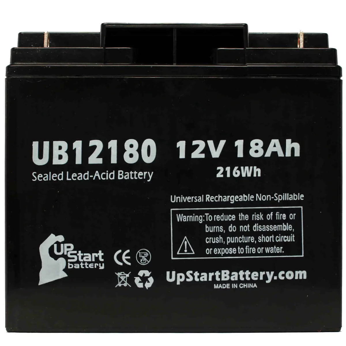 4x Pack - Matching CSB BATTERY OF AMERICA GP12150F Battery - Replacement UB12180 Universal Sealed Lead Acid Battery (12V, 18Ah, 18000mAh, T4 Terminal, AGM, SLA)