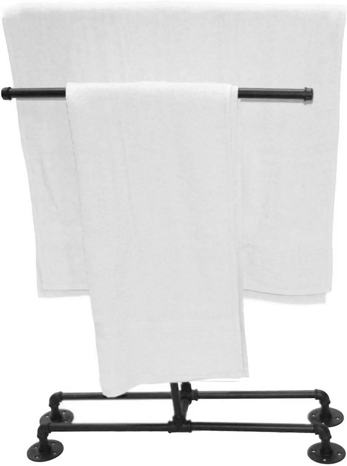 Bathroom Towel Rack, Wall Mounted Industrial Pipe Organizer Holder, Bath Hand Towel Washclothese Storage Holder, RV Camper Organizer Shelf (Black, Standing 40")