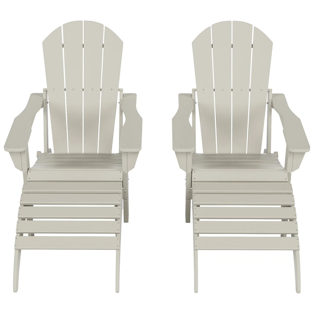 Polytrends Laguna All Condition Poly Outdoor Patio Adirondack Chair Conversation Set - (4-Piece) Sand