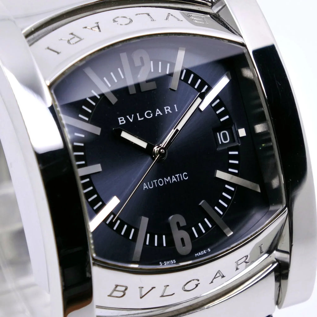 Pre-Owned Bvlgari Ashoma Watch AA48S Stainless Steel Silver Automatic Men's Navy Dial (Good)