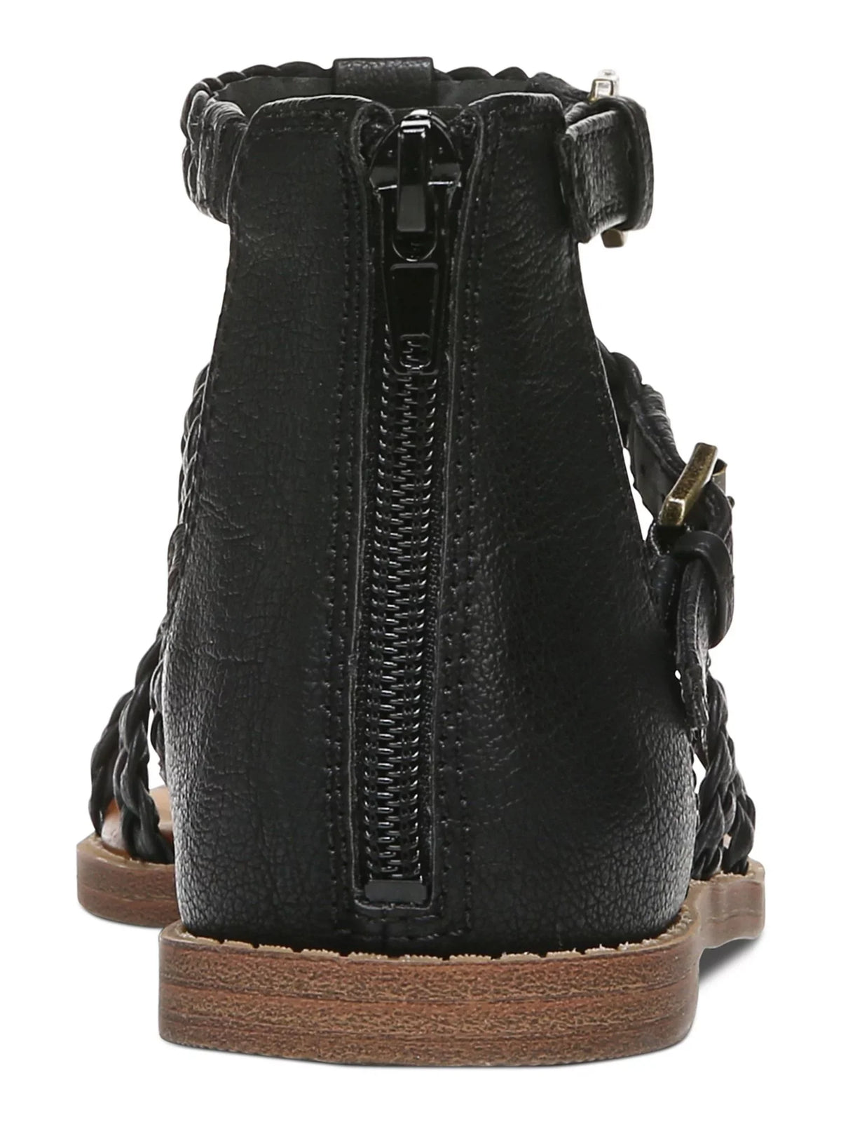 ZODIAC Womens Black Woven Clasp Accent Cushioned Camelia Round Toe Zip-Up Gladiator Sandals Shoes 5.5 M