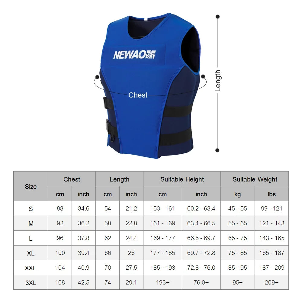 NEWAO Jacket, Neoprene Safety Float Suit for Sailing and Water Skiing