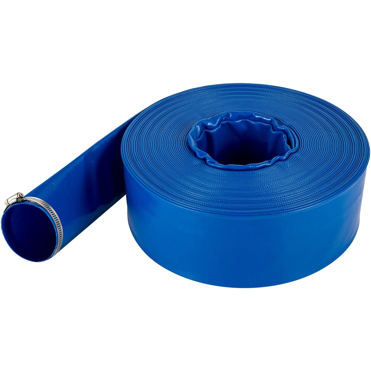 BENTISM Discharge Hose, 1-1/2" x 105', PVC Fabric Lay Flat Hose, Heavy Duty Backwash Drain Hose with Clamps, Condition & Burst-proof, Perfect for Swimming Pool & Water Transfer