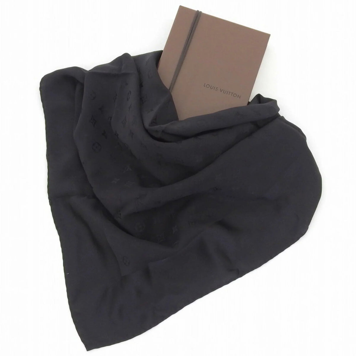 Pre-Owned Louis Vuitton LOUIS VUITTON monogram scarf silk black (Like New)