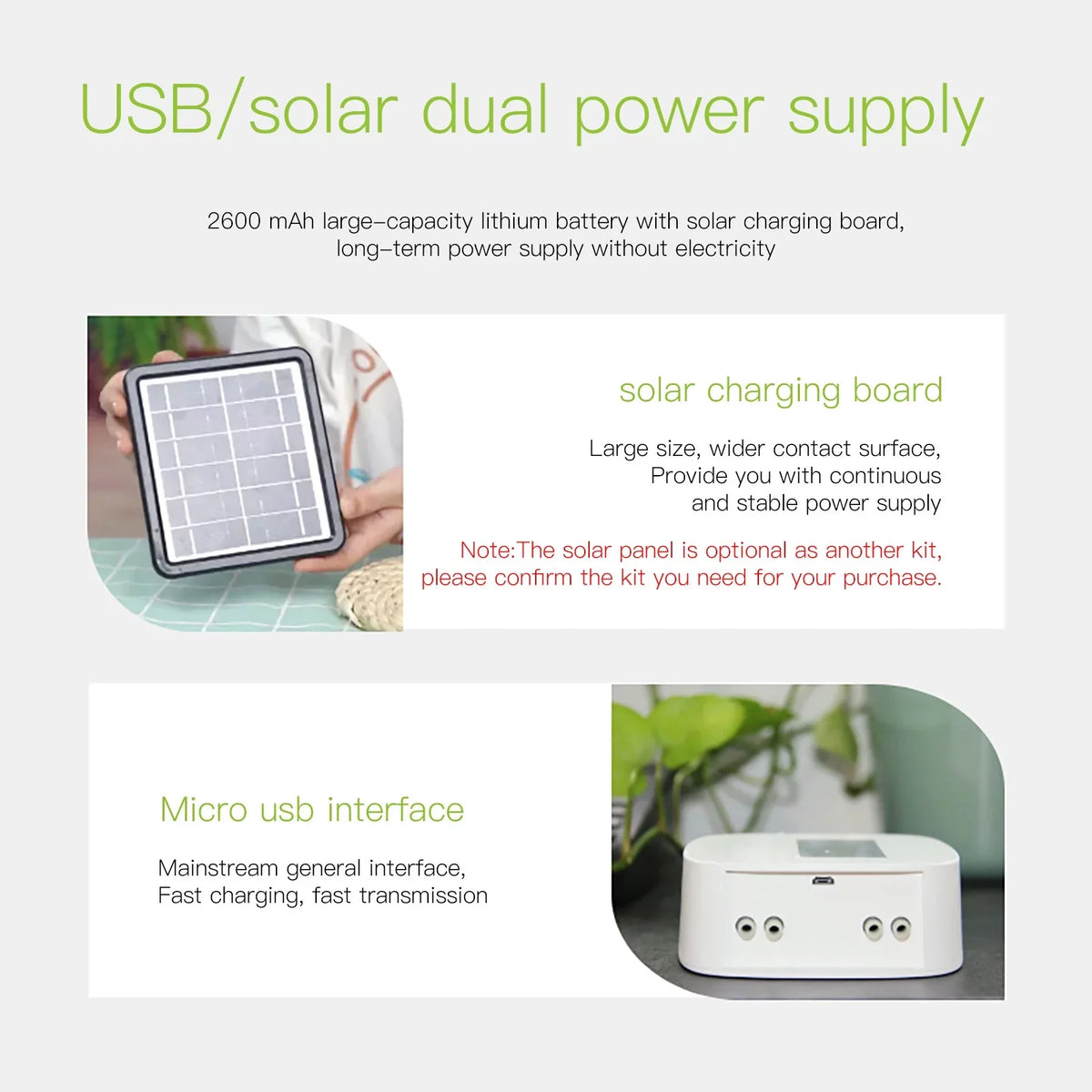 Arealer Automatic Watering System Smart Watering Device Dual Pump System WiFi/ Voice/ Manual Control Programmable Watering Time Built-in Battery Solar Panel/ USB Charging Suitable with Home for