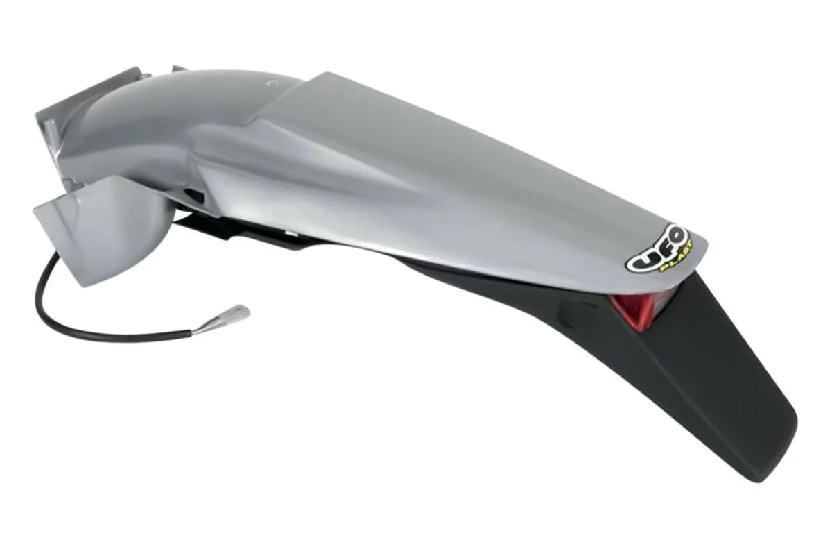 UFO Enduro Silver Plastic Rear Fender w/Tail Light (KT03043340)