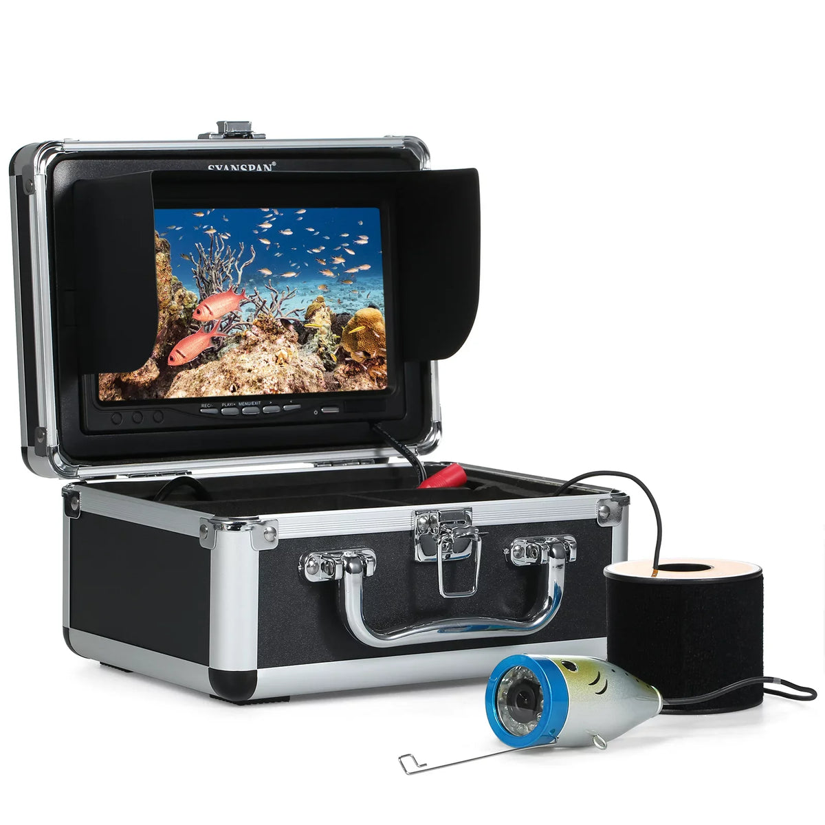 moobody Underwater Fishing Camera Fish Finder with 12LEDs 7Inch/9Inch LCD Display 15M/30M/50M Cable IP68 Waterproof for Sea Lake Vessel Ice Fishing