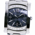 Pre-Owned Bvlgari Ashoma Watch AA48S Stainless Steel Silver Automatic Men's Navy Dial (Good)