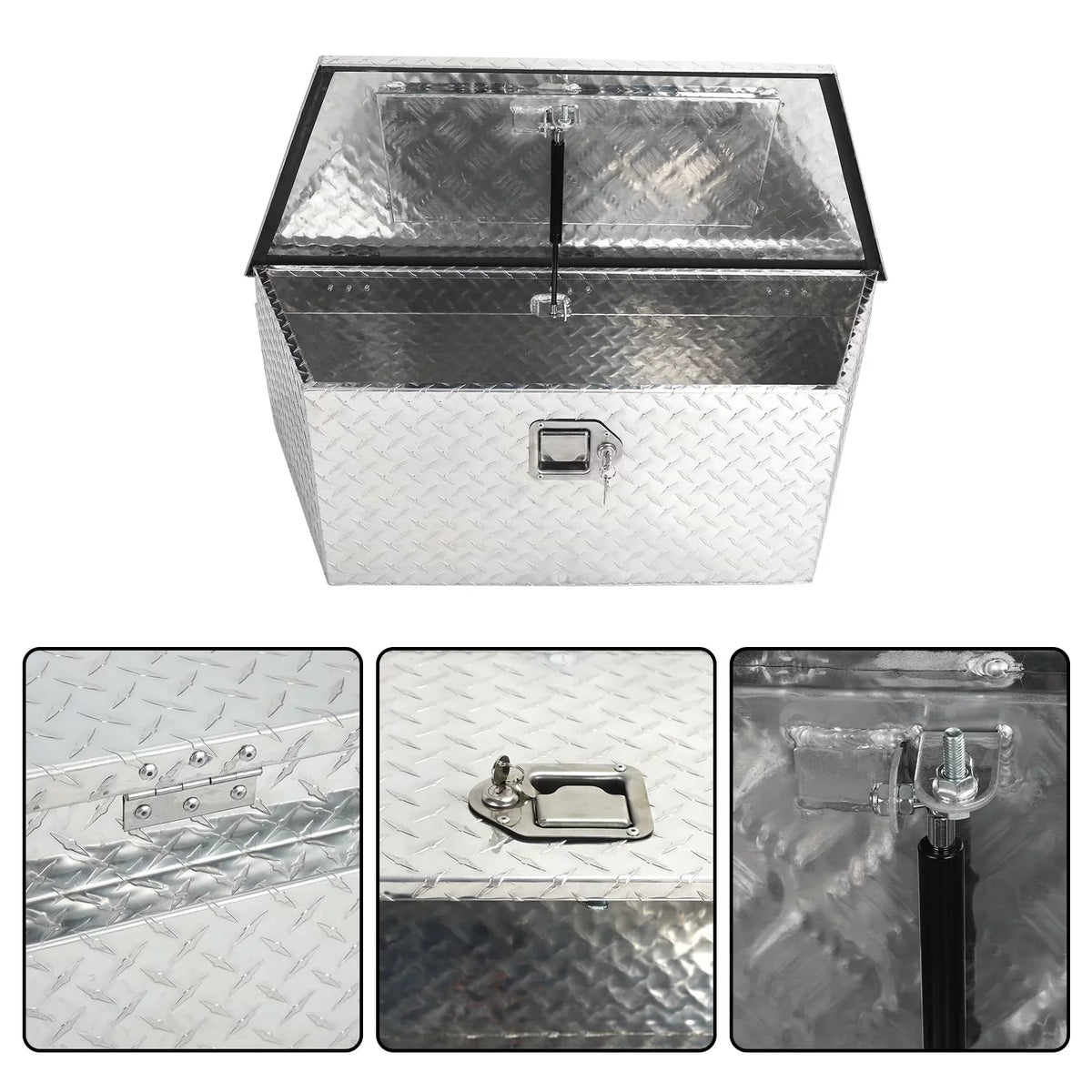 Confote Heavy Duty Aluminum Diamond Plate Trailer Tongue Box with Lock and Keys for Secure Tool Storage on Your Trailer, Silver,39 x 16.5 x 12 Inches