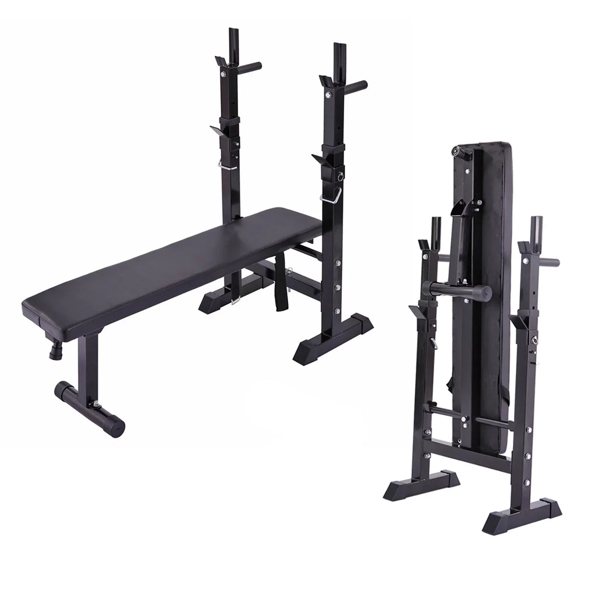 Andoer Adjustable Folding Multifunctional Workout Station, Red and Black, Squat Rack Included
