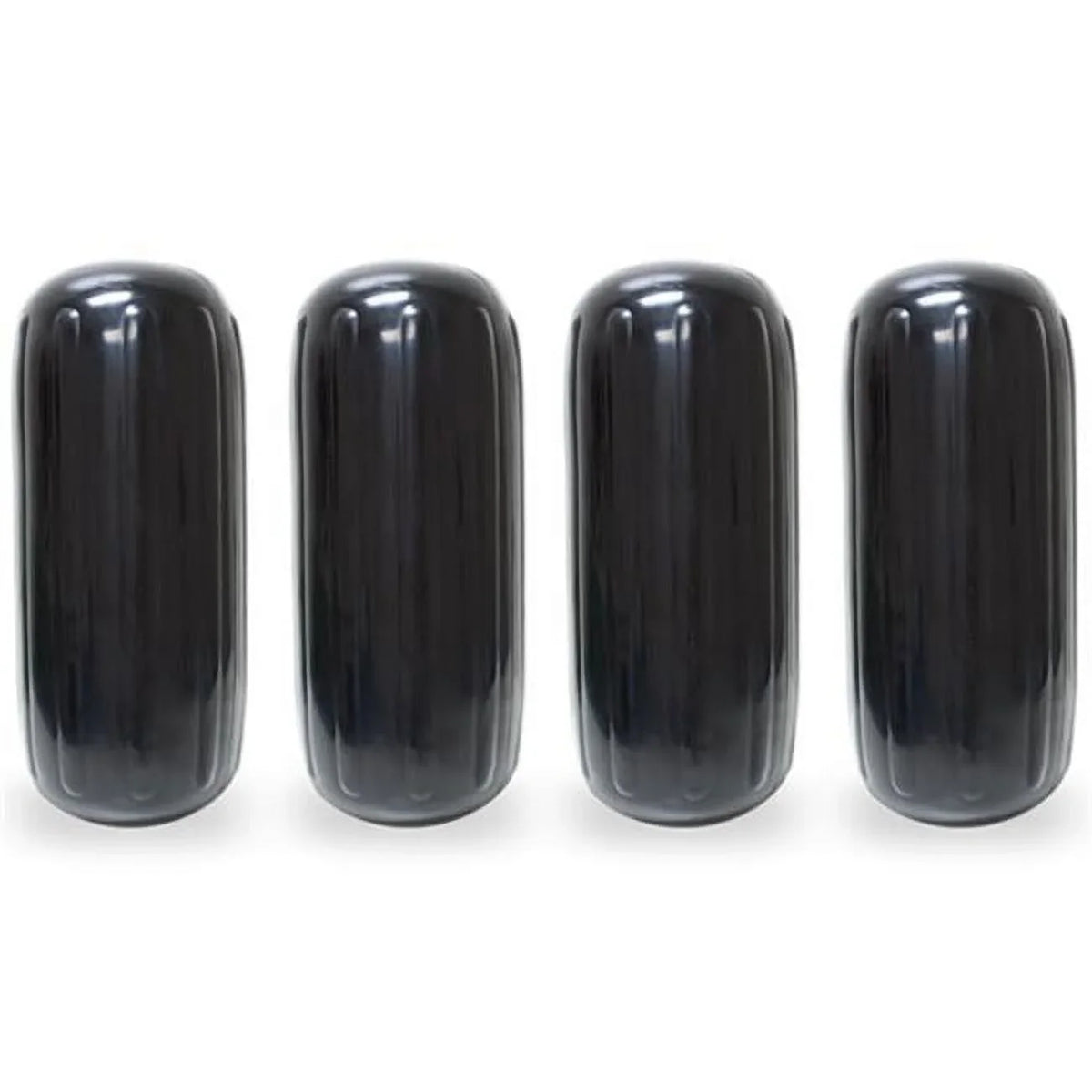 8 x 20 in. Center Hole Ribbed Ship Pontoon Fender, Black - 4 Piece