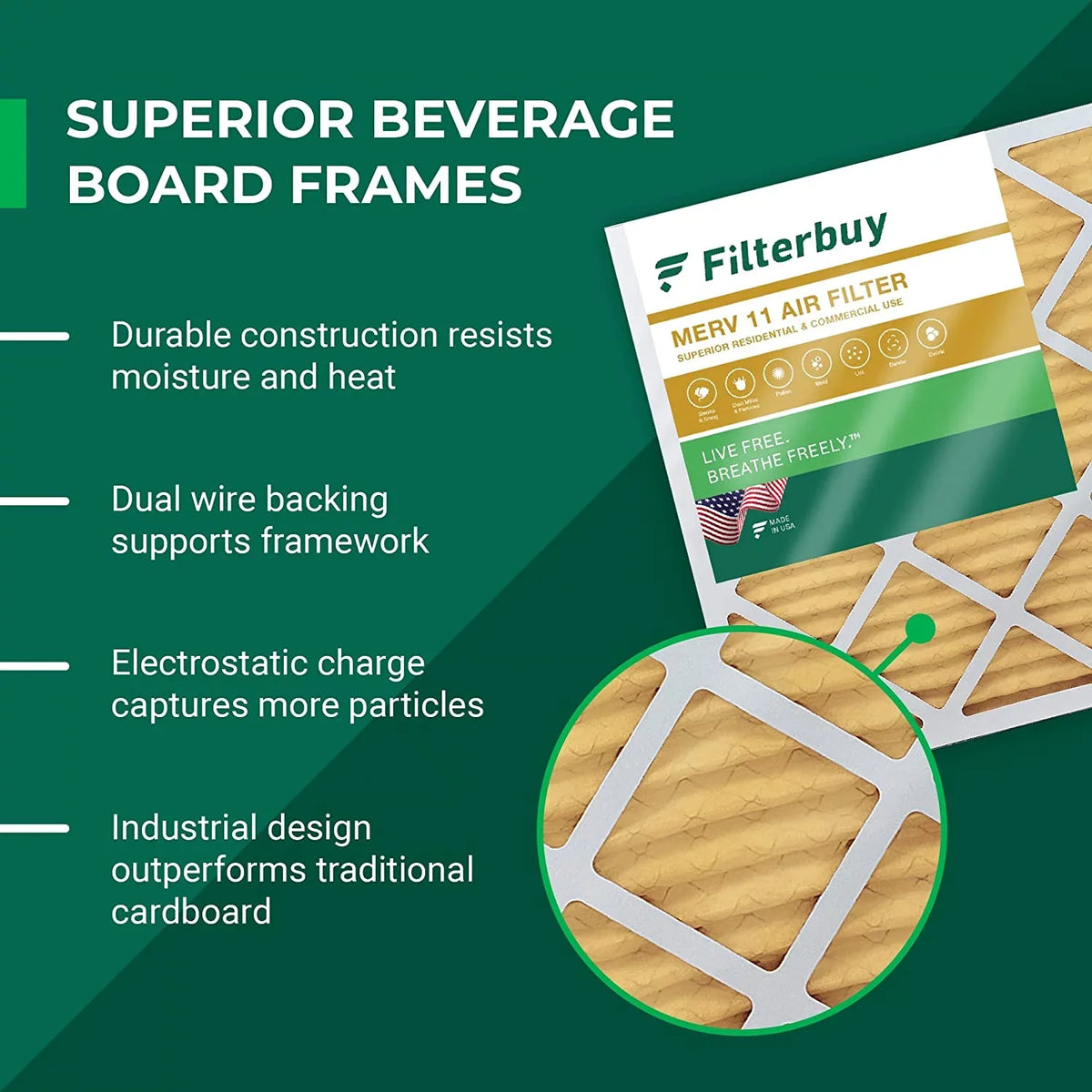 Filterbuy 20x30x1 MERV 11 Pleated HVAC AC Furnace Air Filters (1-Pack)