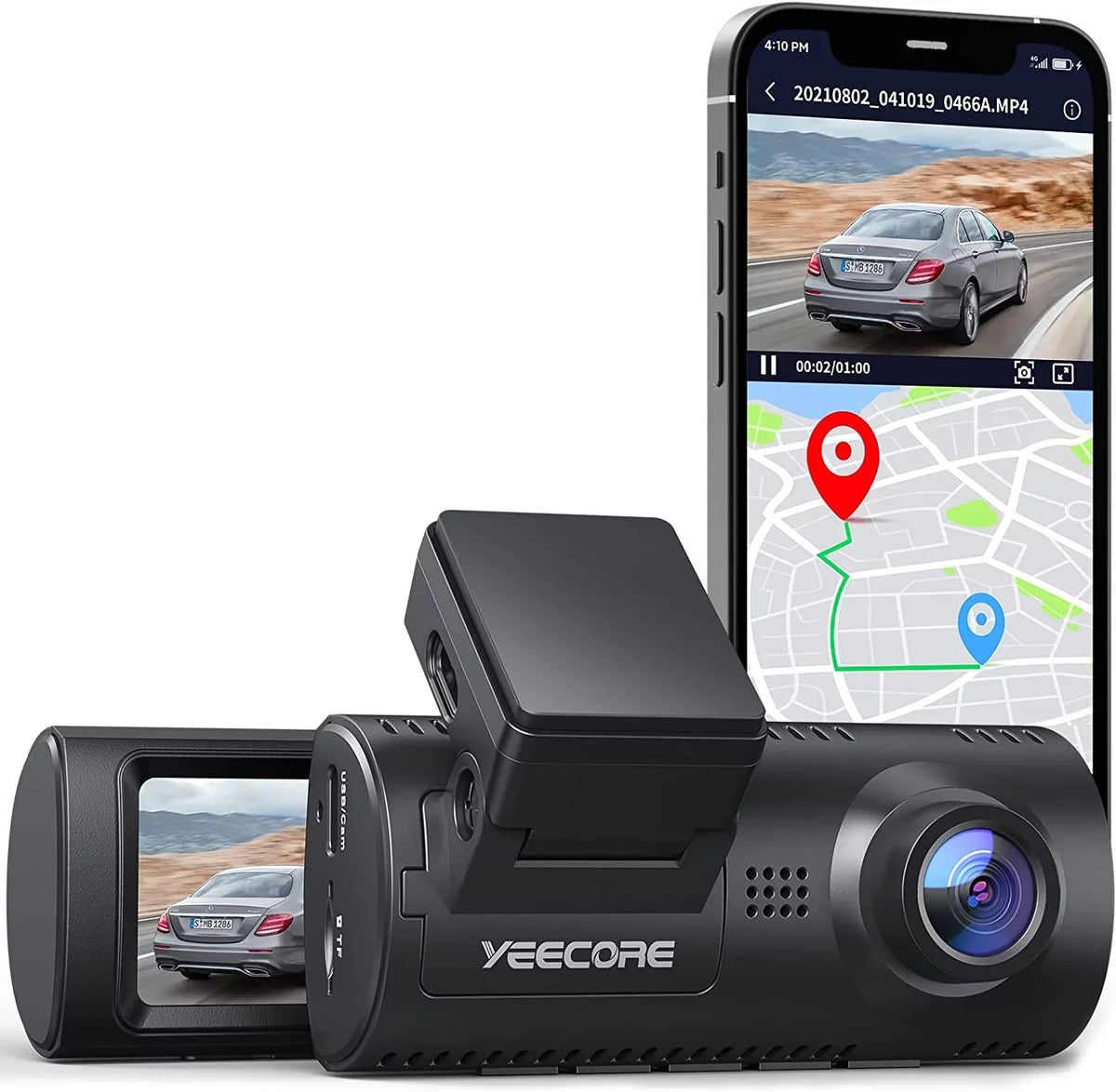 Yeecore Dash Cam, 4K Dash Cam Front UHD 2160P, Car Camera with WiFi GPS, 3.16" LCD, Portable Magnetic Mount, Dash Camera for Cars with WDR, Night Vision, Parking Monitor, G-Sensor, Support 256GB Max