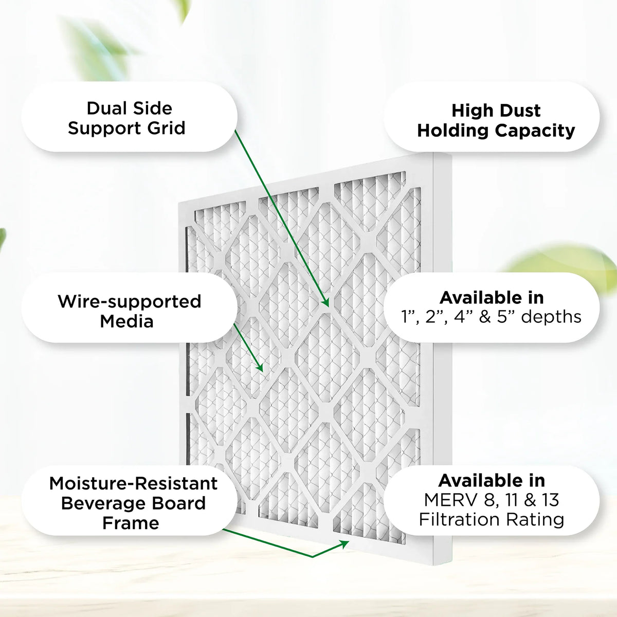 12x20x1 MERV 11, MPR 1000 Pleated AC Furnace 1" Air Filters by Pamlico. Case of 12. Actual Size: 11-1/2 x 19-1/2 x 3/4