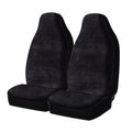 Auto Drive 2 Piece Car Seat Wrap High Back Soft Faux Fur Polyester Black, Universal Fit, 2002SC101
