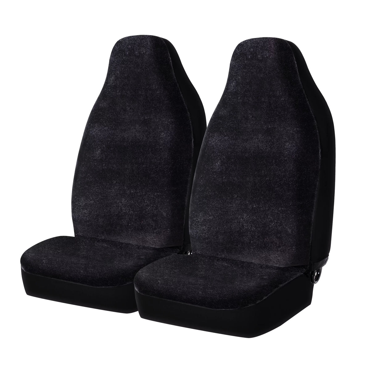 Auto Drive 2 Piece Car Seat Wrap High Back Soft Faux Fur Polyester Black, Universal Fit, 2002SC101