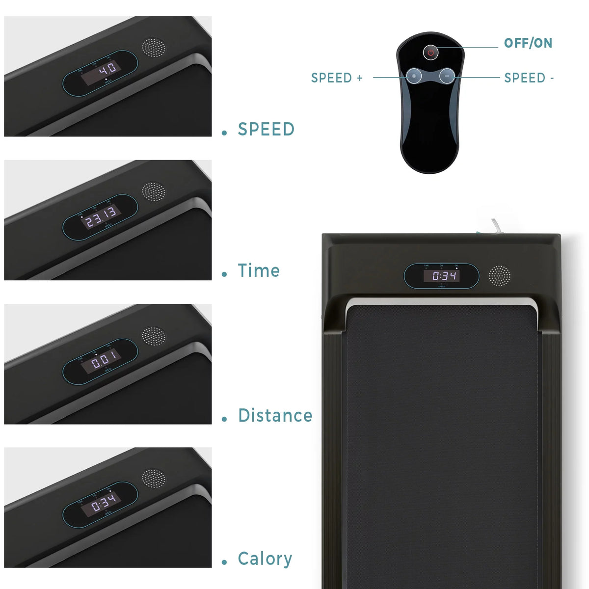 Walking Pad Treadmill, BTMWAY Ultra-Quiet Under Desk Treadmill for Home Office Gym Use, 2.5HP Electric Treadmill with Bluetooth APP/speaker/Remote Control/Display, 2 in 1 Portable Walking Pad