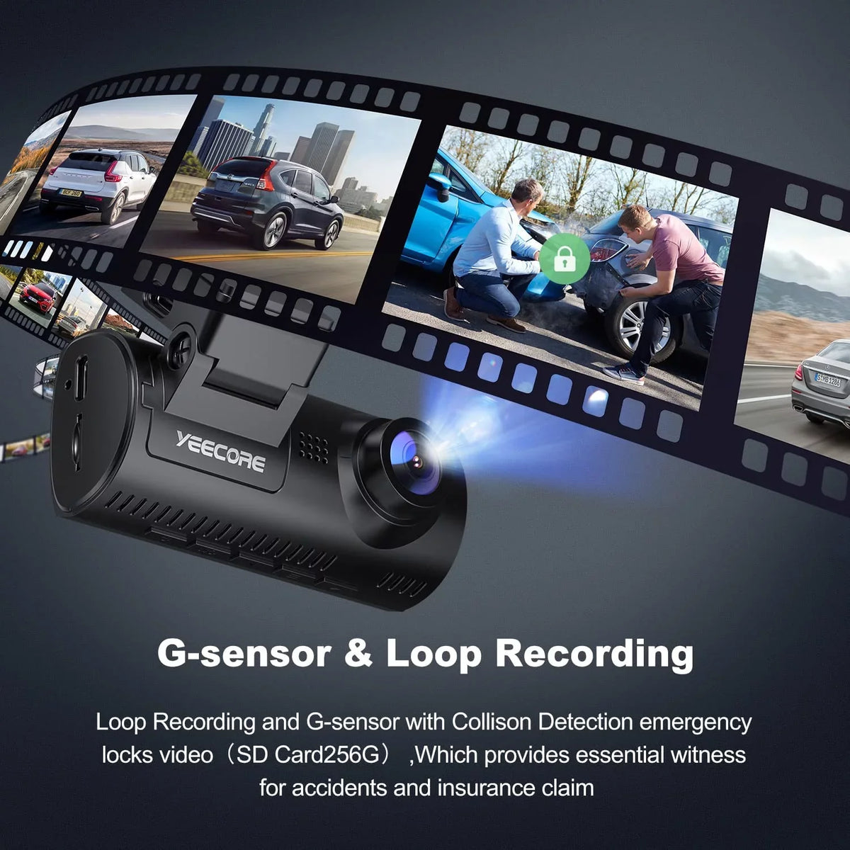 Yeecore Dash Cam, 4K Dash Cam Front UHD 2160P, Car Camera with WiFi GPS, 3.16" LCD, Portable Magnetic Mount, Dash Camera for Cars with WDR, Night Vision, Parking Monitor, G-Sensor, Support 256GB Max